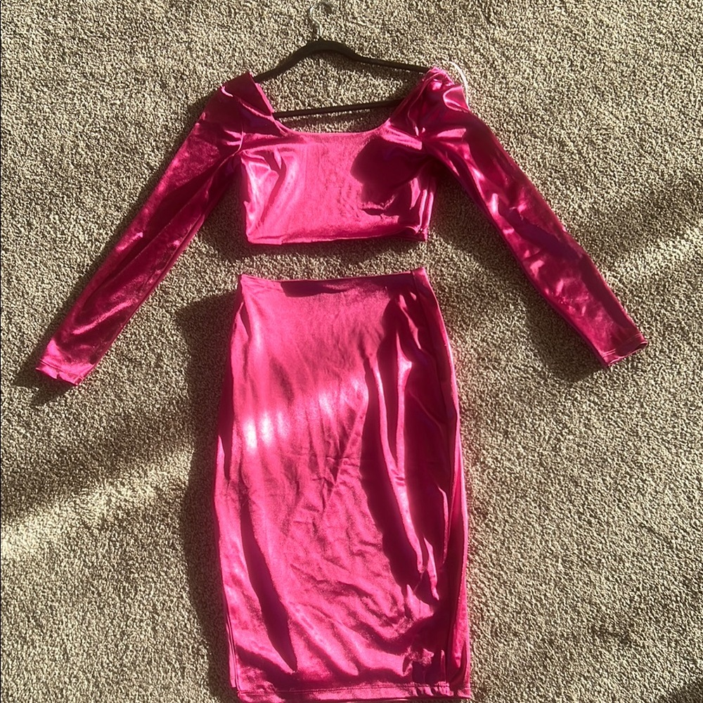 Lulu's Pink Crop Blouse Set